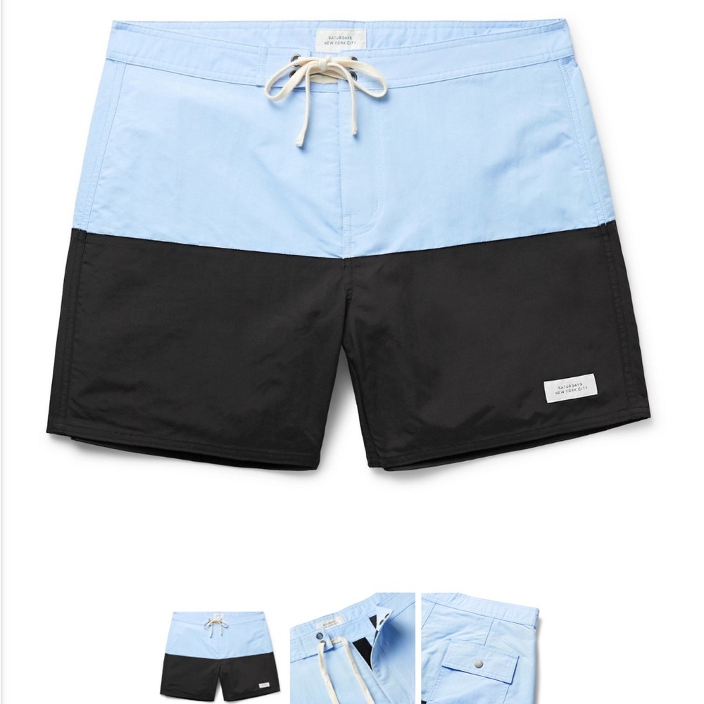 Saturdays NYC - Ennis Mid-Length Colour-Block Swim Shorts - Man Shorts